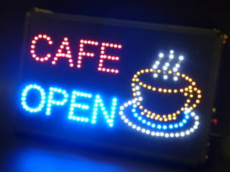 (LED-SIGN-09) LED Flashing CAFE OPEN Sign