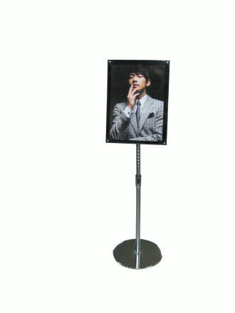 Acrylic Floor Stand, A3 Clear/Black with Chrome Pole and Base