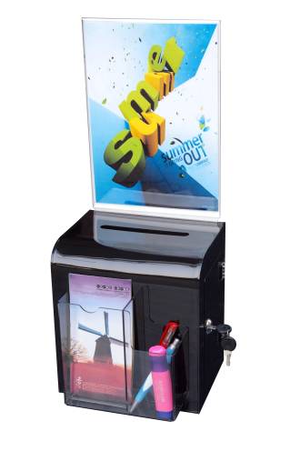 (86112) Ballot Box, Smoke, Wall Mount with Key Lock & Sign Holder